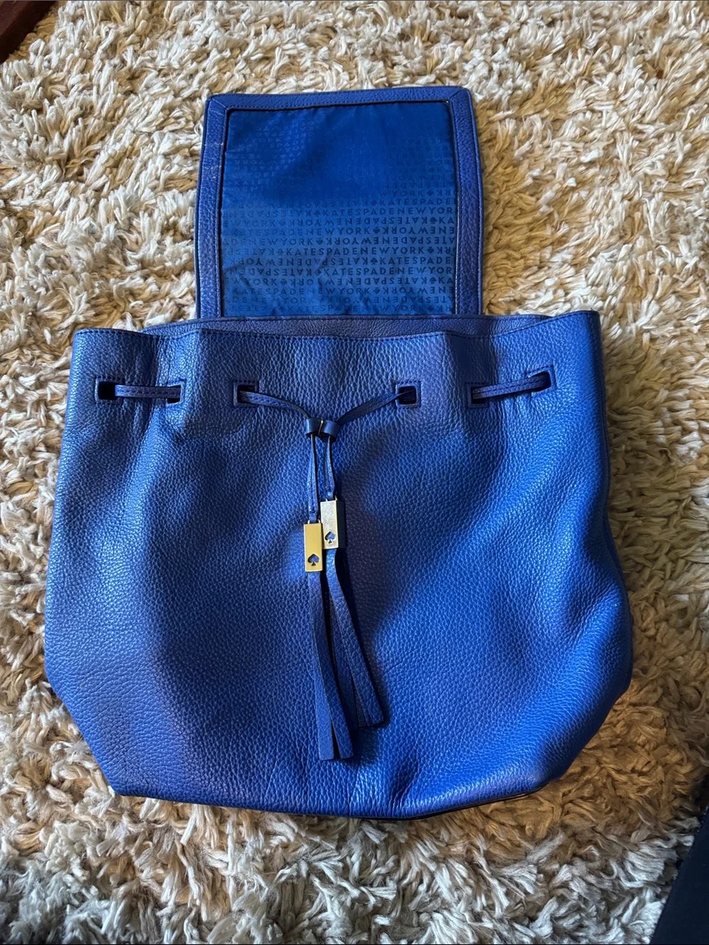 kate spade Blue Leather Tassel Backpack